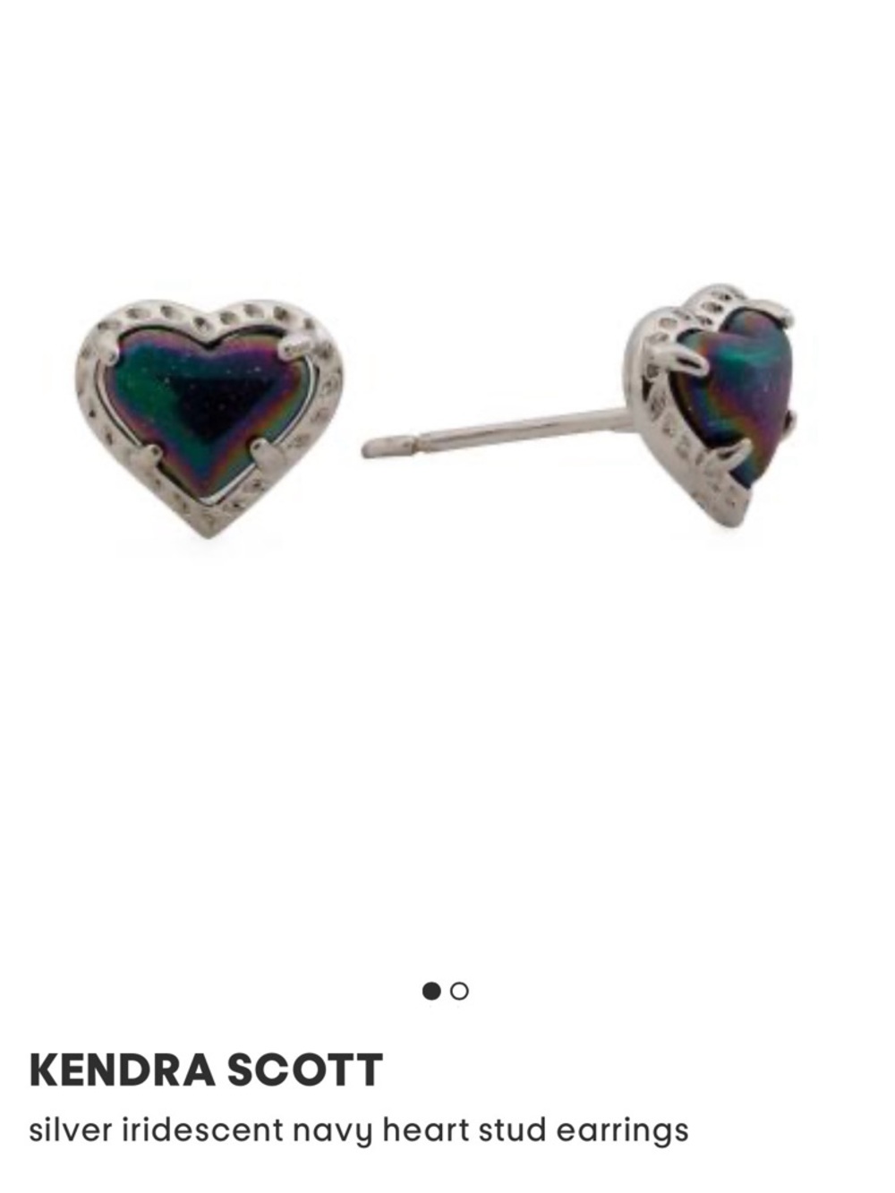 NEW Kendra Scott Iridescent Heart Stud Earrings in Multicolor Navy 50 OFF